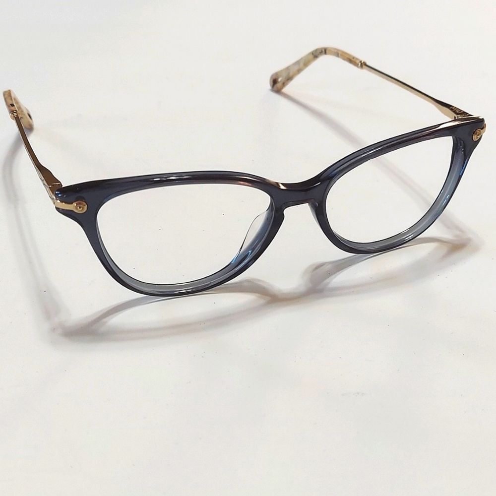 Chloe Ladies Gorgeous Grey Frame Gold Arm With Ivory Black Swirl Ends Eyeglasses